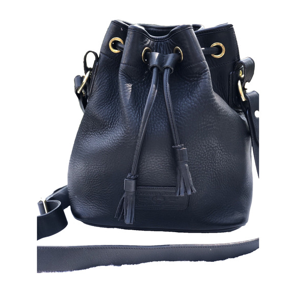 Dooney And Bourke Black Leather Drawstring Bag USA Bucket Crossbody Bag B000538 - Picture 2 of 9